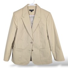 J. Crew Relaxed Patch Pocket Blazer 6 Cotton Linen Blend Ivory CC374 Minimalist