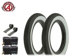 ALTALINE Bicycle TIRE 12" 1/2 X 2 1/4" Black/White Slick-180 (2)TIRE,TUBE,&STRIP