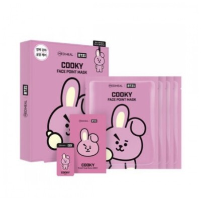 BTS BT21 Mediheal Face Point Mask Cooky (Skin Barrier)  w/ Postcard & Bookmark