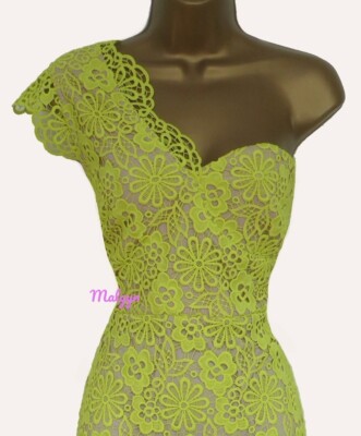 KAREN MILLEN STUNNING LIME YELLOW ONE SHOULDER LACE COCKTAIL DRESS UK 8 | eBay KAREN MILLEN STUNNING LIME YELLOW ONE SHOULDER LACE COCKTAIL DRESS UK 8 | eBay