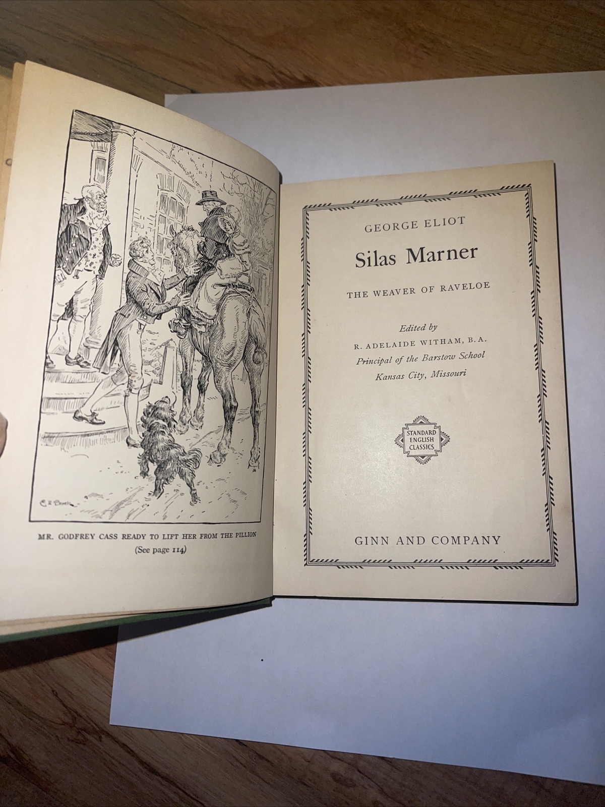 1927 Silas Marner The Weaver of Raveloe George Eliot Hardcover Ginn Antique