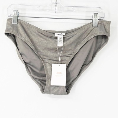 Andie Size Large Swim Bikini Bottoms in Silver NWT