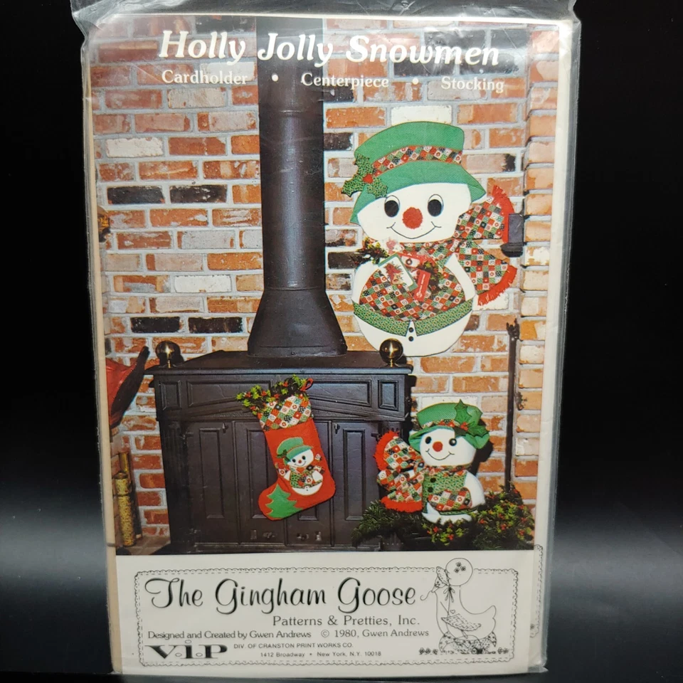 Snowman Applique Sewing Pattern, Christmas Stocking Wallhanging Centerpiece Doll - Image 2 of 4