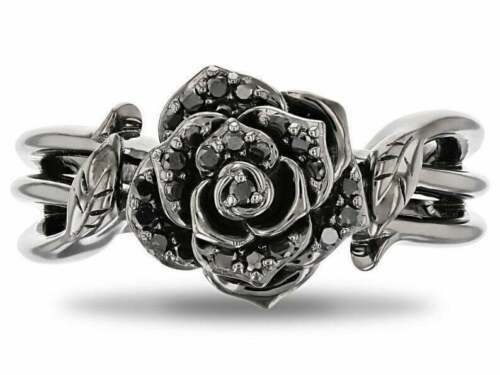 Anillos de rosas maléficas de encantados de Disney negro anillo de diamantes circonia circular 925 | eBay