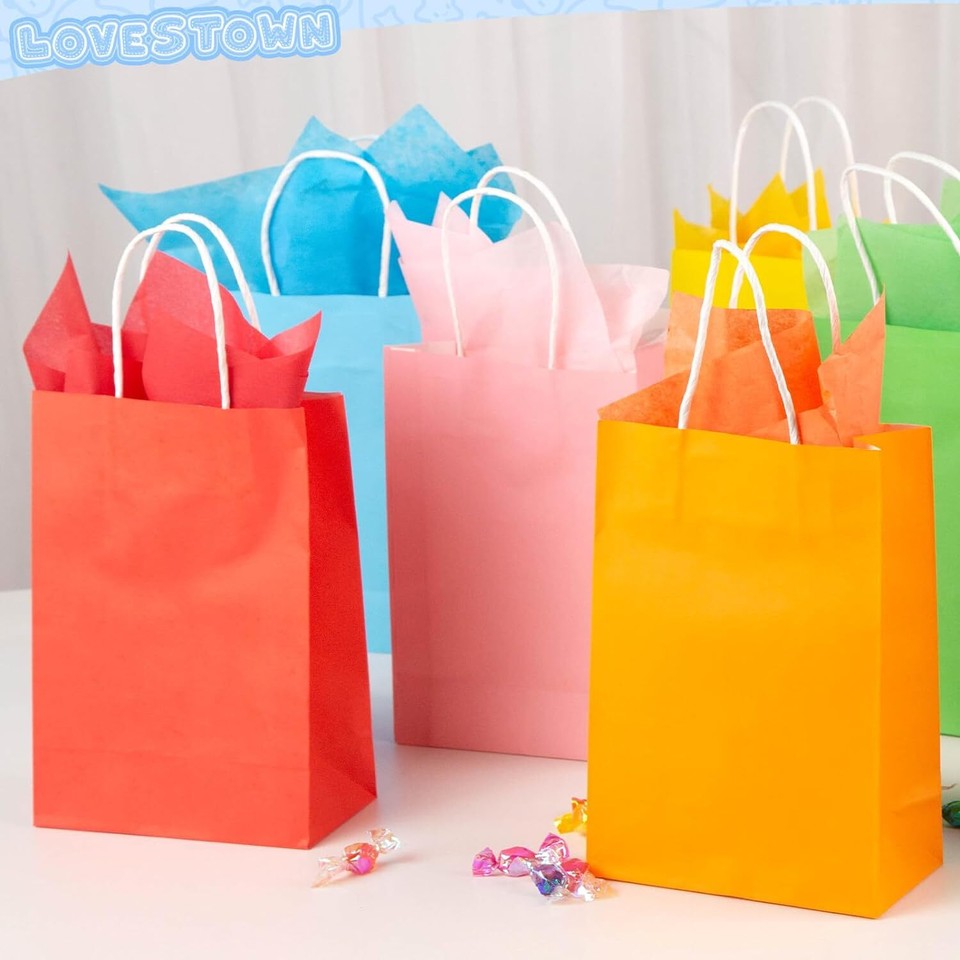 18PCS Gift Bags with Tissue Paper Party Favor Bags with Handles Small