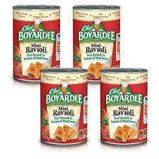Chef Boyardee Mini Beef Ravioli in Tomato 🥫 Meat Sauce, 15 Ounce (Pack of 4)