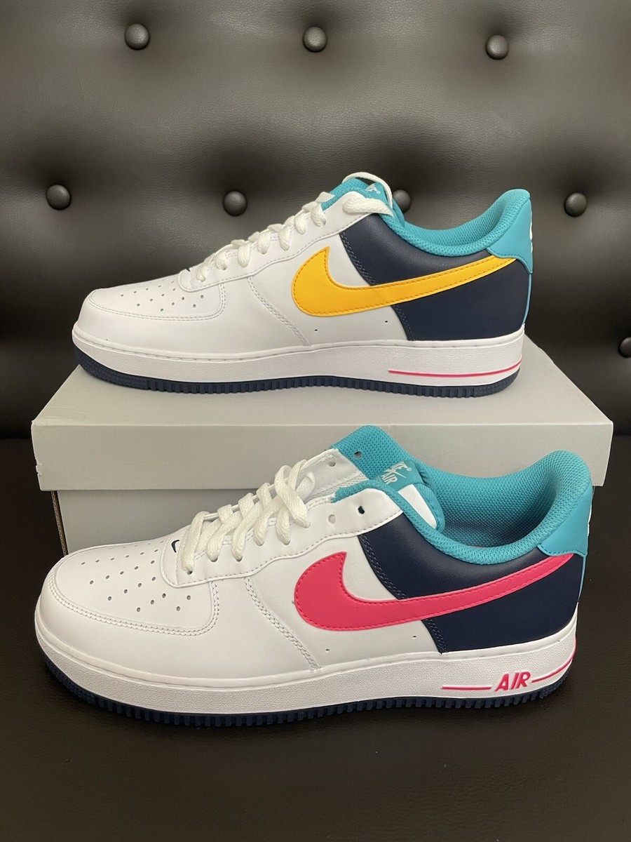 Nike Mens Sz 9 Shoes Air Force 1 Beach White Pink Blue 90s Neon HF4849-100 HF4849-100-Men Air Force 1 07 – WOODstack main image 2