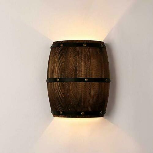 Wall Lamp Wood Country Wine Barrel Wall Lights Sconce Up Down Lighting