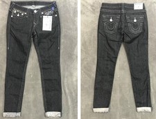 NEW TRUE RELIGION JEANS 246 FOIL TRIM SKINNY WITH FLAP IN BODY RINSE SZ 27