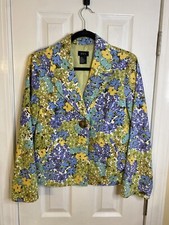 R Q T Linen Blend One Button Floral Jacket/Blazer Size M