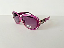 Womens Bling Lavender Frame With Rhinestones Square Wrap Fashion Sunglasses