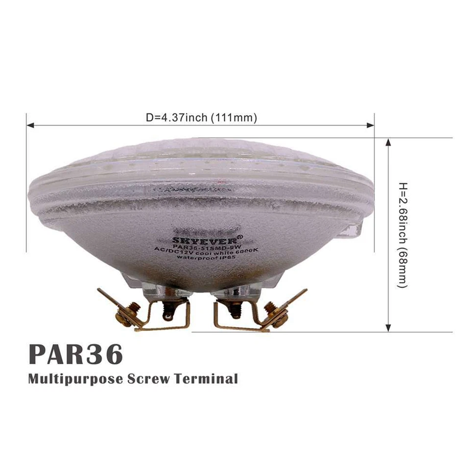 2 Pcs LED PAR36  Landscape Light Bulb 9W 12V Warm White Waterproof for Lawn ATV - Image 2 of 4