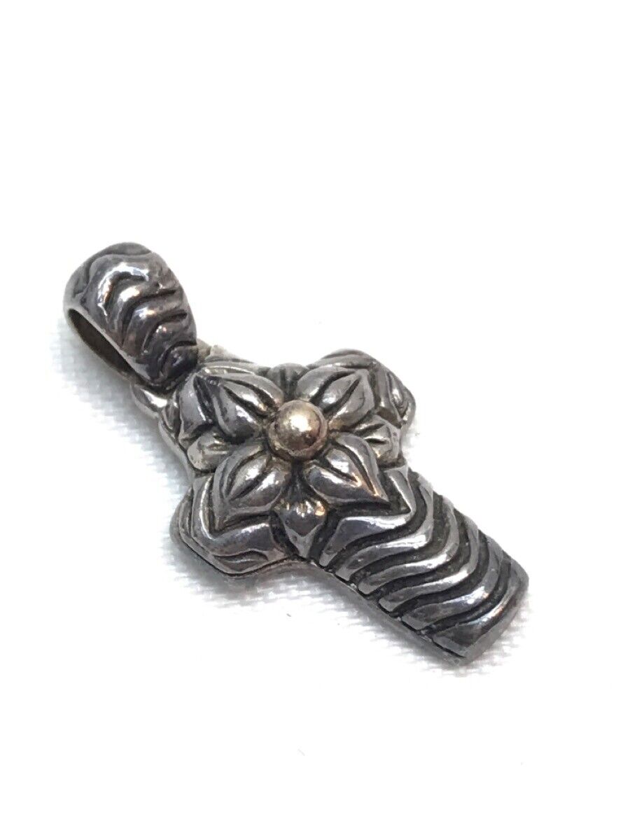 Sterling Silver & 14k YG Lightly Toned Cross Pendant 925 Sterling Silver & 14k YG Lightly Toned Cross Pendant 925