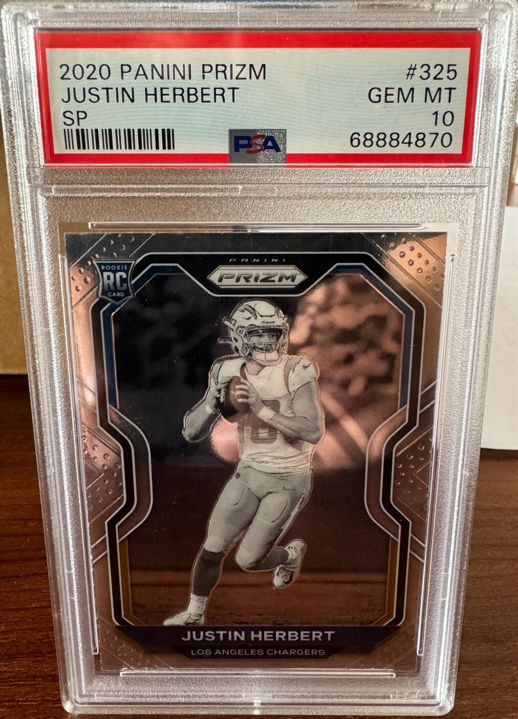 2020 Panini Prizm JUSTIN HERBERT ROOKIE SP NEGATIVE PSA 10 Chargers #325