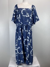 A New Day Midi Dress Sz 4X Plus NWT Flutter Sleeves Tie Back Summer Flowy