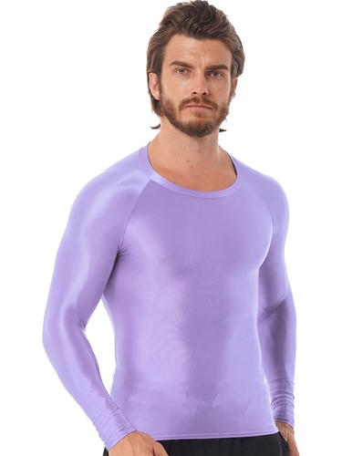 Camisas básicas de compresión brillantes para hombre manga larga natación entrenamiento gimnasio - Imagen 36 de 64