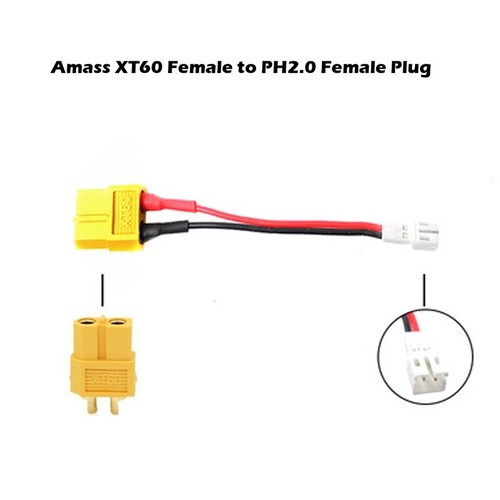 1pc Amass XT60 to PH2.0 Plug Female Connector Cable 10CM 22AWG for Drone Battery - Picture 3 of 11