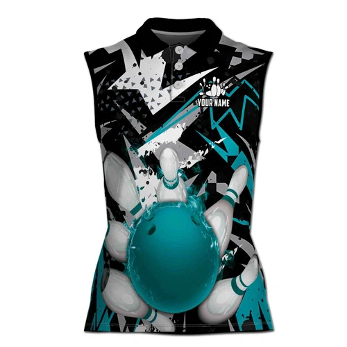 Personalized Bowling Strike Bowling Pin Women Sleeveless Polo