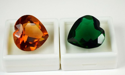 Birthday Gift 95 Ct Heart Shape Citrine & Amethyst Gemstone Pair Certified AD15 - Picture 7 of 12