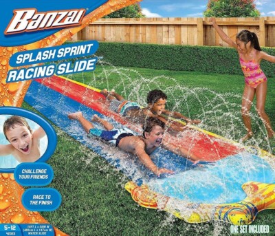Banzai Splash Sprint Racing Slide with Bonus Body Boards