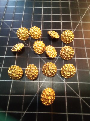 Gold Tone Metal Slightly Domed Uniquely Designed Shank Buttons 1/2'' Lot of 13