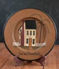 Decorative Wood Plate Bed & Breakfast Saltbox House Primitive Decor 15 in