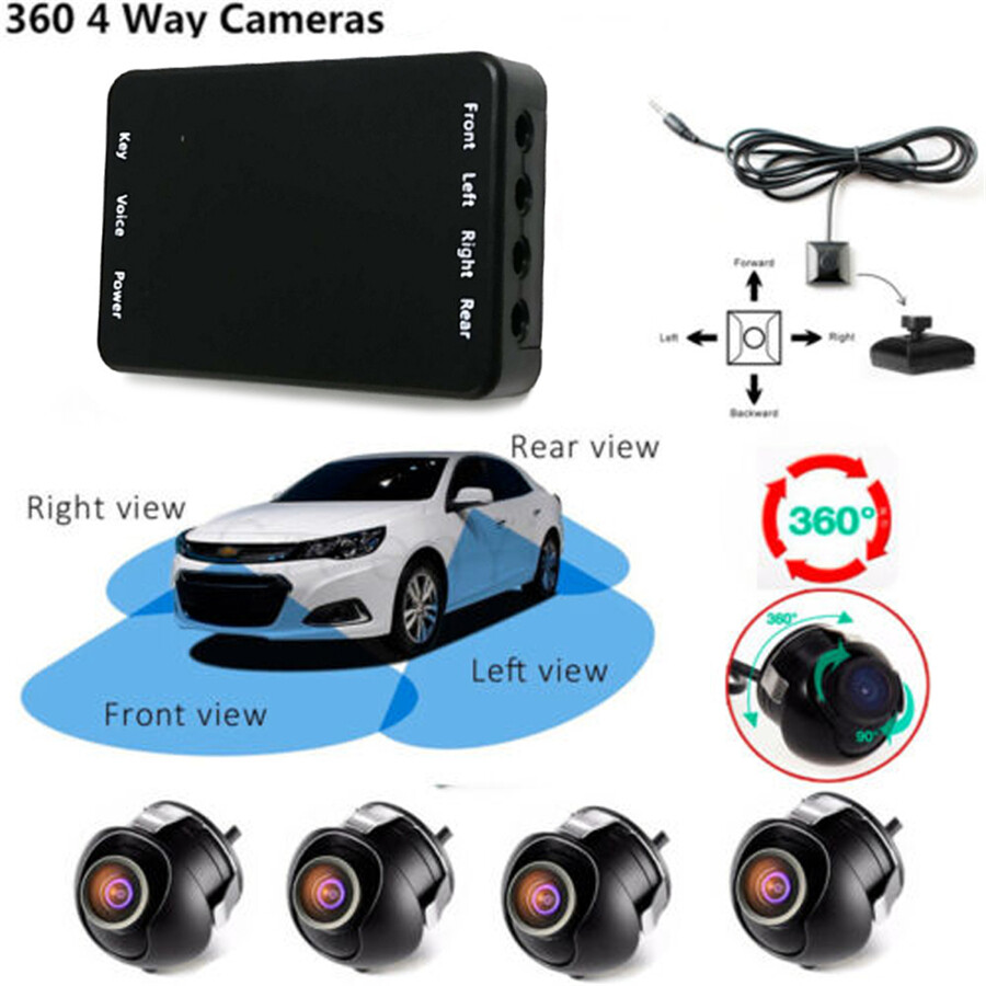 4Way360DegreeCarParkingPanoramicViewRearviewCameraControlBoxSystem