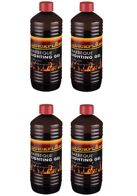 4 x Quick Flame Grill Beleuchtung Gel BBQ Feuerzeug Starter für Grillpartys - 1 Lt