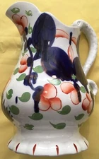 GAUDY WELSH 19th CENTURY JUG CELYN PATTERN W/SNAKE HANDLE-8 1/4”T. TO HANDLE TIP