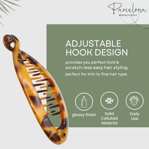 French Effortless Mini Set of 2 Celluloid Banana Hair Clip for Savana Brown - Bild 2 von 7