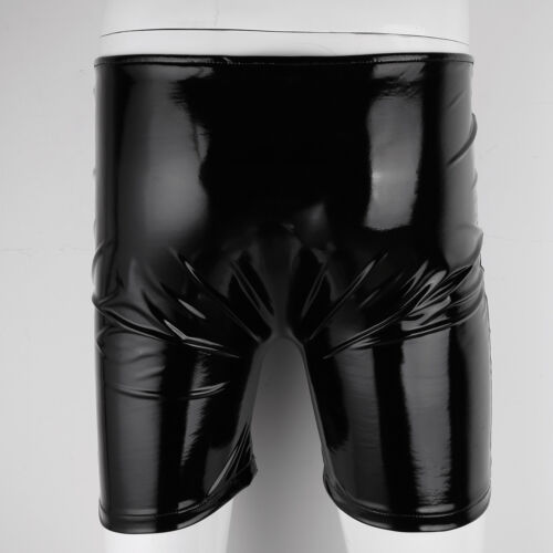 Herren Boxershorts mit Penisloch Slip Pants Lack Leder Wetlook Unterwäsche Sexy - Bild 2 von 15