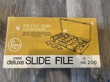Logan Metal Deluxe Slide File No 200 Organizer Storage 2x2 35MM Holds 750 Slides