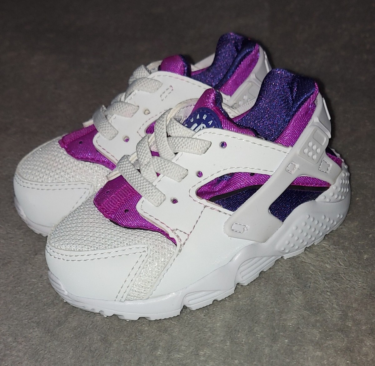Nike Huarache Run Baskets Bebes Kids TD 704952-105 White Hyper Violet Size 