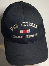 WWII Veteran National Memorial Strap Back Trucker Cap Hat Bayside Made In USA