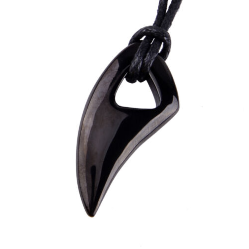 Men Black 316 Titanium Steel Wolf Tooth Charm Pendant Necklace Cord Cool Gift jd - Picture 1 of 3