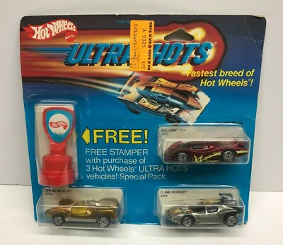 vintage 1984 Hot Wheels ULTRA HOTS Stamper Set with Speed Seeker