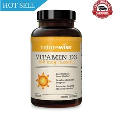 NatureWise Vitamin D3 5000iu (125 mcg) 1 Year Supply for Healthy Muscle Funct...