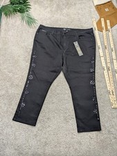 DG2 Pants DIANE GILMAN Black Jeweled Sequin Stretch JEANS 24 PW Womens NWT