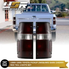 Dark RED/SMOKE Rear Tail Light SET For 1989-1995 Toyota Pickup Truck 2WD/4WD