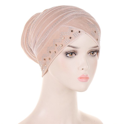 Women Velvet Hijab Chemo Cap Muslim Turban Cancer Hat Wrap Headscarf Baggy Cover - Picture 10 of 60