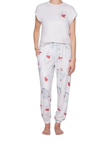 Disney Ladies Winnie Pooh 2 Piece Soft Cozy Knit Pajama Set Size Medium NEW
