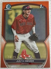 2023 Bowman Chrome Justin Riemer Orange 1st Bowman /25 #BDC-182 Red Sox RC