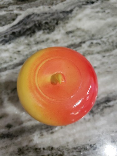 VINTAGE HAZEL ATLAS MILK GLASS APPLE SHAPED JELLY JAR / JAM POT WITH LID ORANGE - Picture 5 of 11