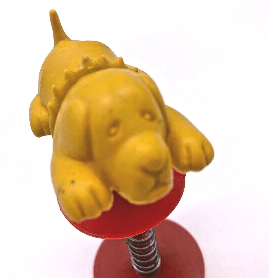 VTG c.1960s yellow dog pop-up spring loaded red suction cup VTG c.1960s yellow dog pop-up spring loaded red suction cup