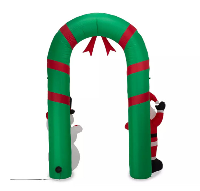 Winter Wonder Lane 8 Ft Inflatable Santa & Snowman Arch Pre-Lit LED Christmas
