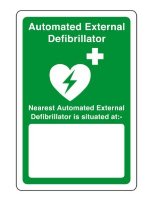 AED Sicherheitsschild - Automatischer externer Defibrillator befindet sich im Notfall