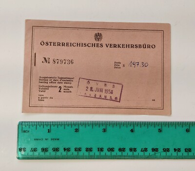 Vtg Austrian Railways Brenner - Salzburg - Florence Italy Train Ticket 1958