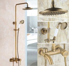 Wall Mount Antique Brass 8" Bathroom Rain Shower Faucet Set Tub Mixer Tap 2rs186