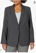 NWT Calvin Klein Women's One Button Lux Blazer Charcoal Size Large