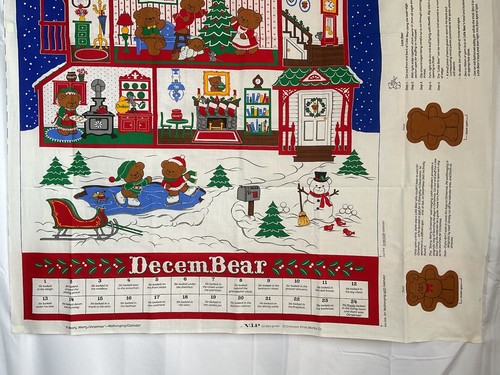 Calendario de Adviento Feliz Navidad Beary Vintage Colgante de Pared Panel de Tela Cranston - Imagen 4 de 10